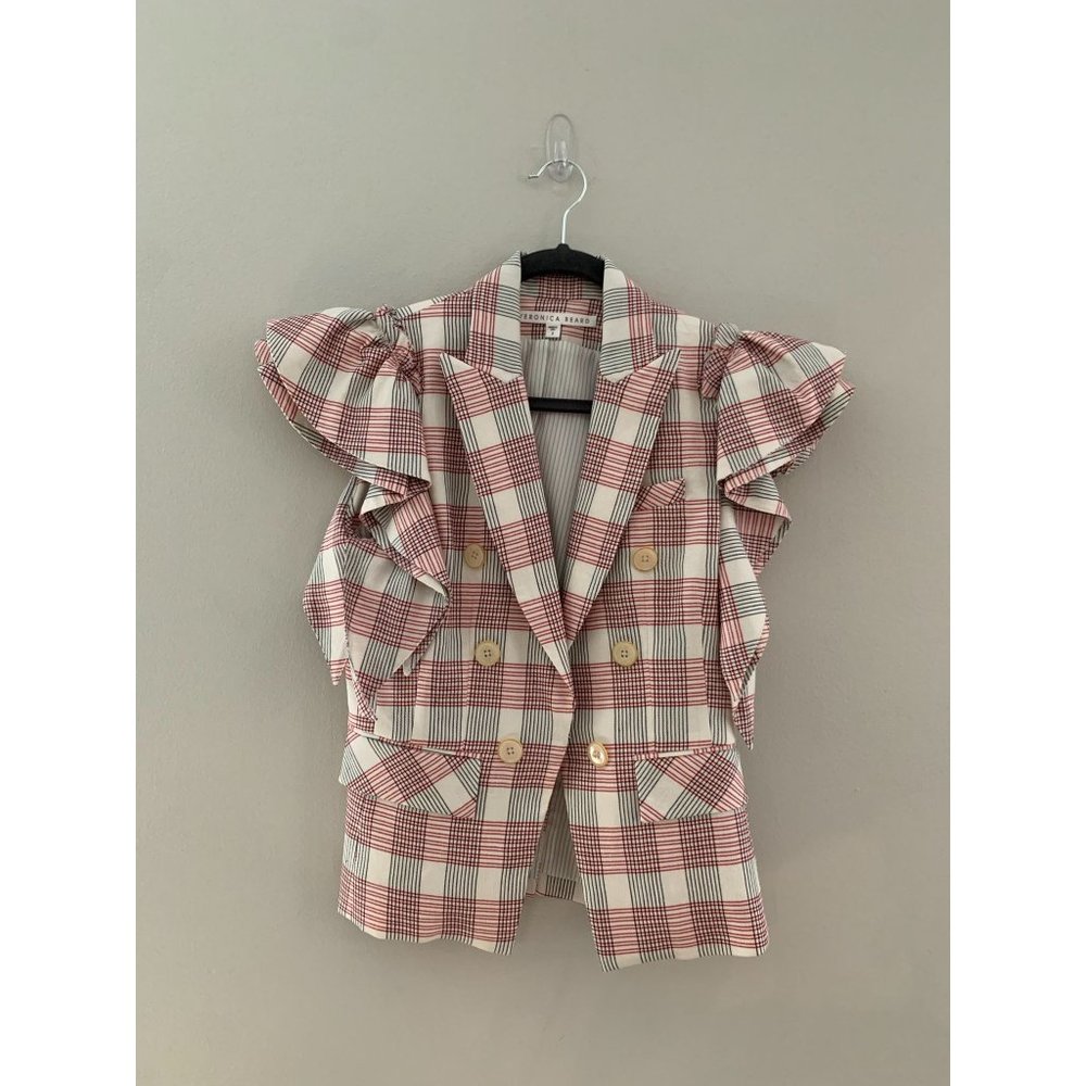 Veronica Beard Rosa Plaid Ruffle Blazer Vest - Picture 5 of 13